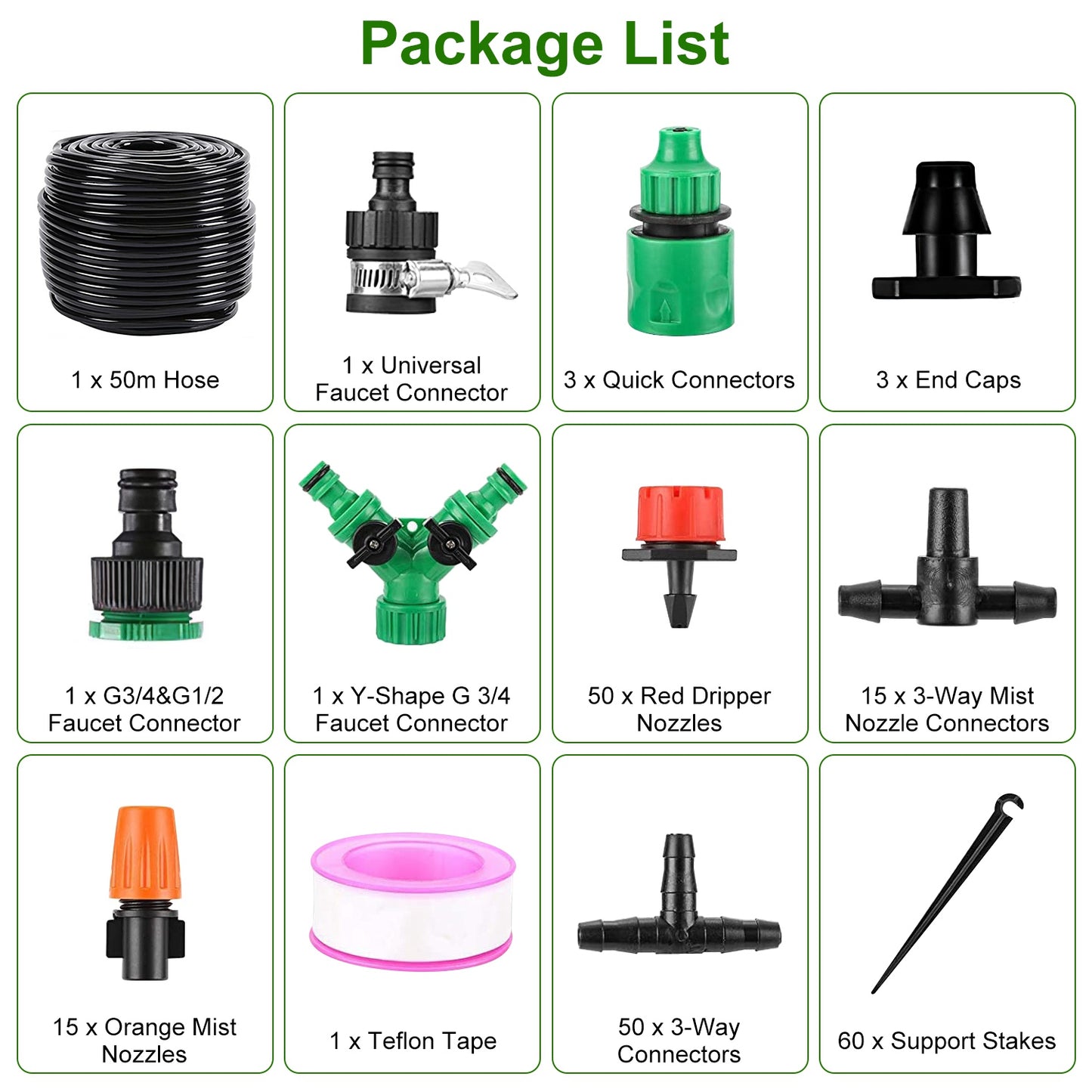164FT Drip Irrigation Kit for Spring Summer Garden Automatic Garden Irrigation System Misting Plant Watering Drip Kit for Garden Greenhouse Flower Bed Patio Lawn