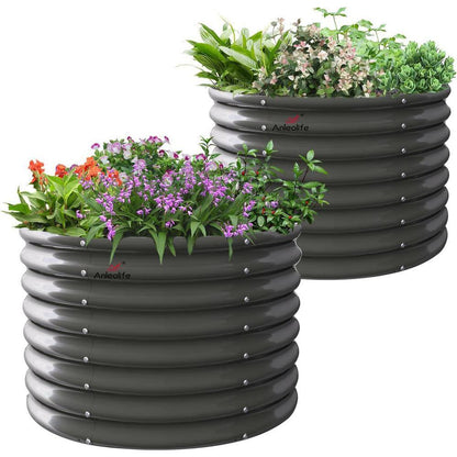 3 Ft. X 24 In. Steel Quartz Grey Outdoor Raised Garden Beds for Planting Vegetables