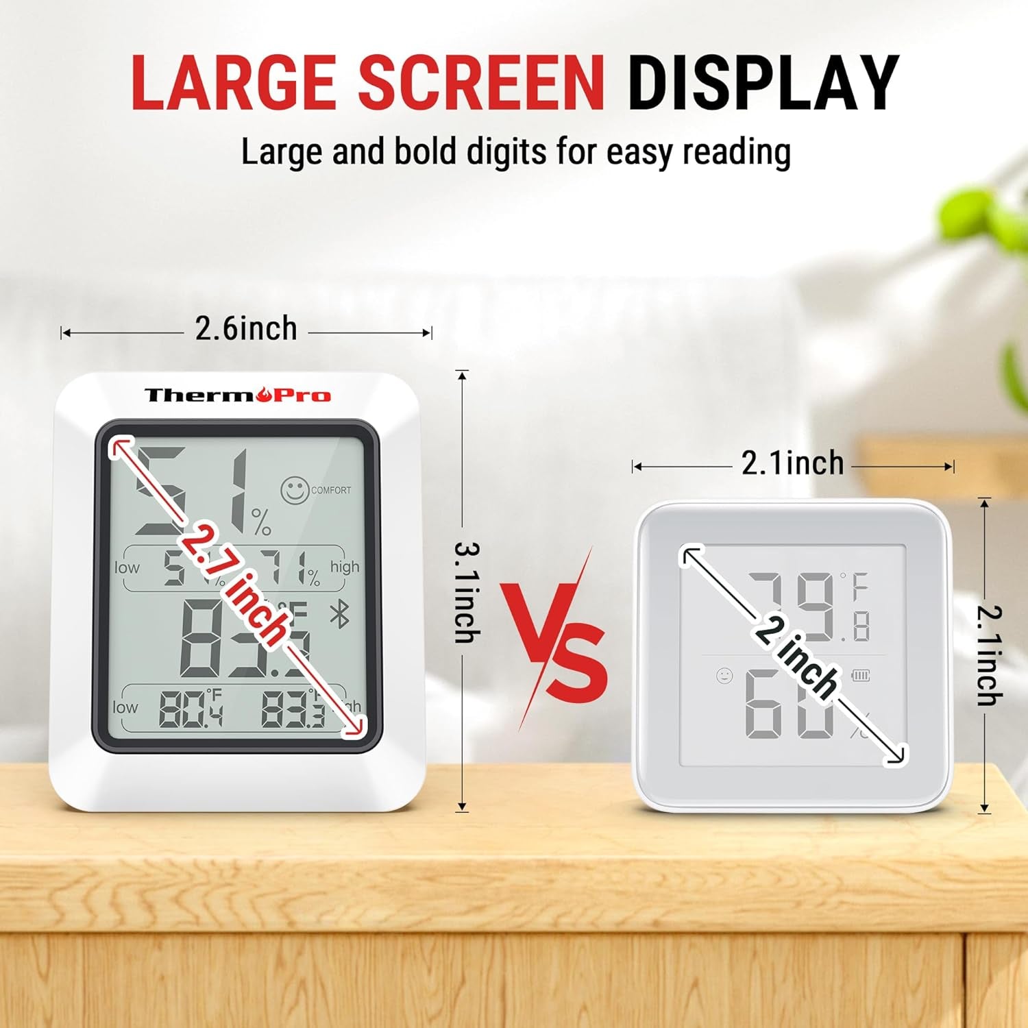 Hygrometer Thermometer for House TP350, Bluetooth Room Indoor Greenhouse Thermom