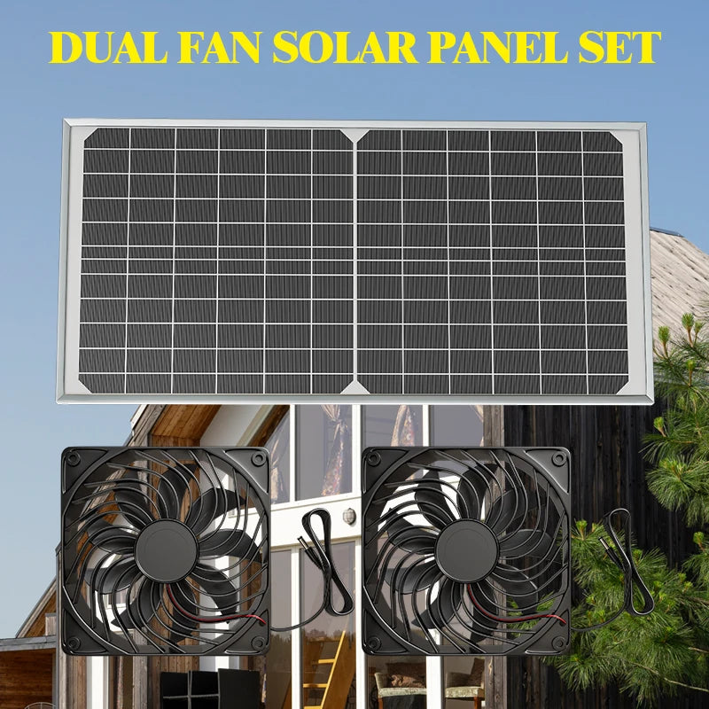 12V Solar Fan Durable Exhaust Kit with Photovoltaic Panel, No Wiring Required for Chicken Coop/Greenhouse/Pet Greenhouse