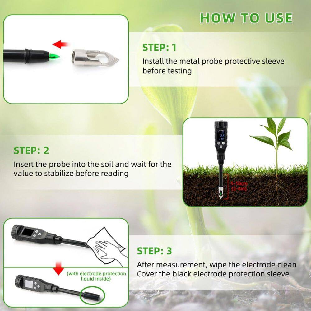 Professional Digital Soil and Water Ph Tester-Accurate Ph Meter for Garden, Lawn, Farm, Brewing Cooking and Pools (1005)