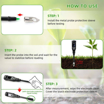 Professional Digital Soil and Water Ph Tester-Accurate Ph Meter for Garden, Lawn, Farm, Brewing Cooking and Pools (1005)