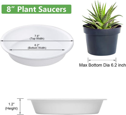 Plant Saucer 8 Inch of 3 Pack Drip Tray White for Indoors and Outdoor Durable Thicker Plastic Plant Tray (8 Inch)