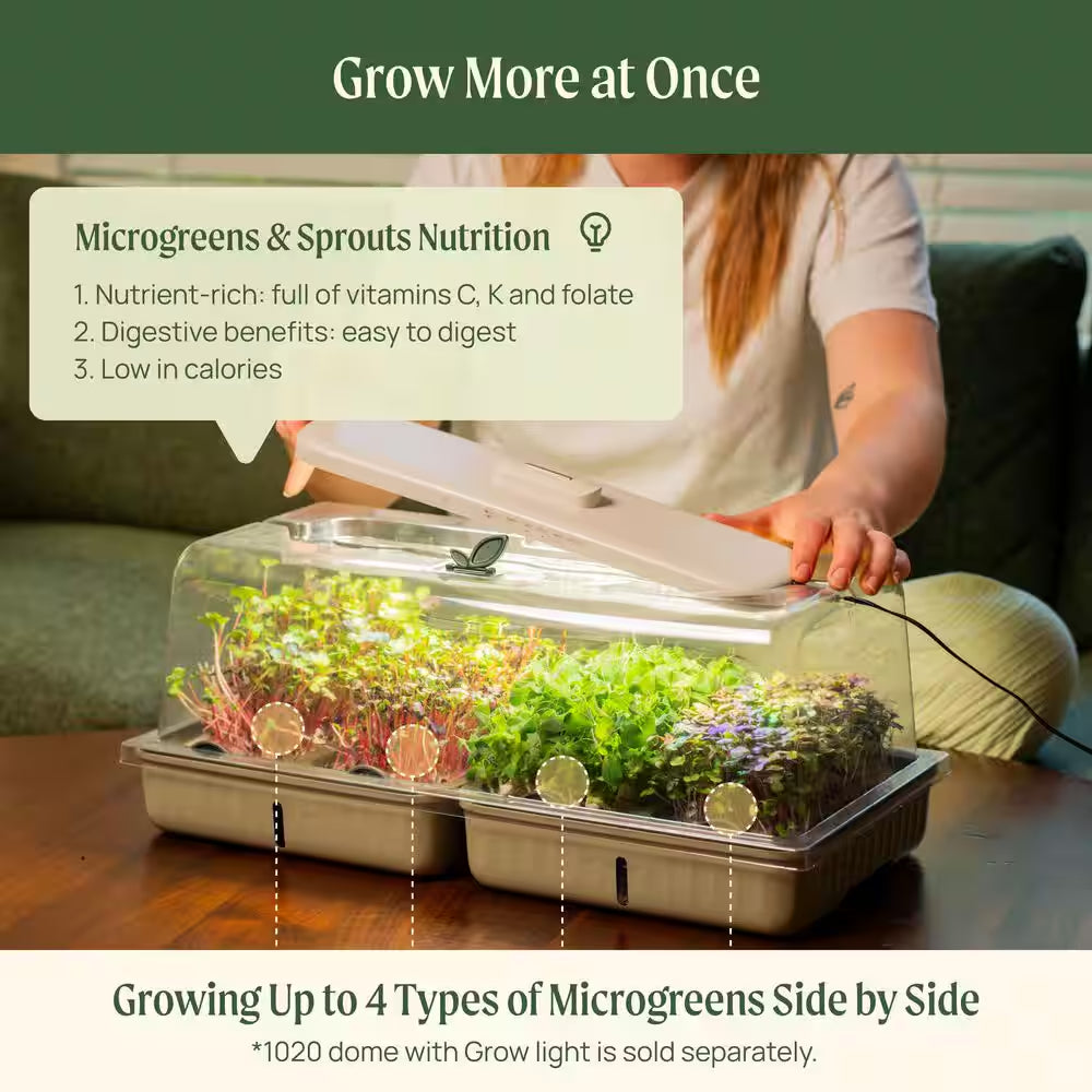 10 In. L X 10 In. W X 8.89 In. H Plastic Self-Watering Microgreens Grow Kit with Capillary Grow Mats in Fog Gray