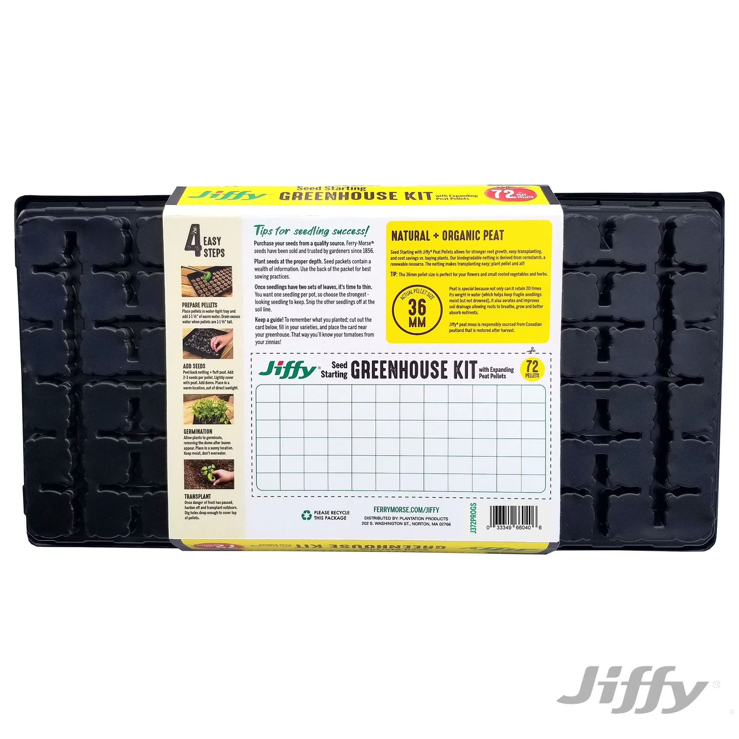 72 Cell Greenhouse Seed Starter Kit with 36Mm Peat Pellets
