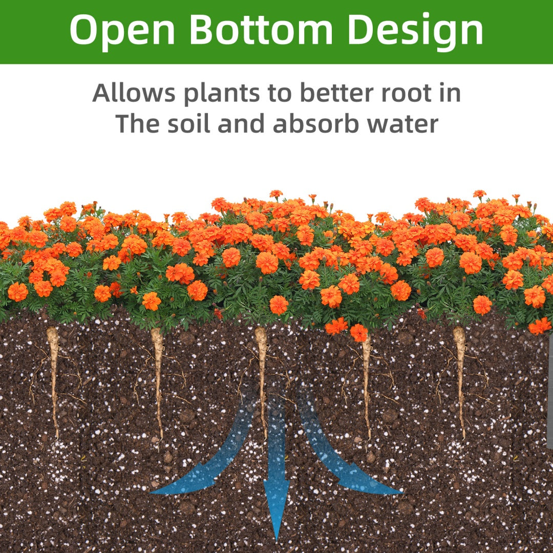 48X48X10 Inch Raised Planting Bed, Outdoor Floor Standing Wooden Planting Box, Tool-Free Assembly
