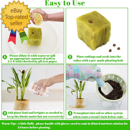 1 Inch Rockwool Cubes Seed Starter Plugs for Hydroponics Rockwool Planting