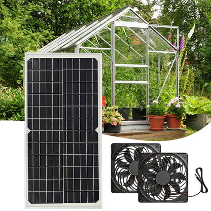 12V Solar Fan Durable Exhaust Kit with Photovoltaic Panel, No Wiring Required for Chicken Coop/Greenhouse/Pet Greenhouse