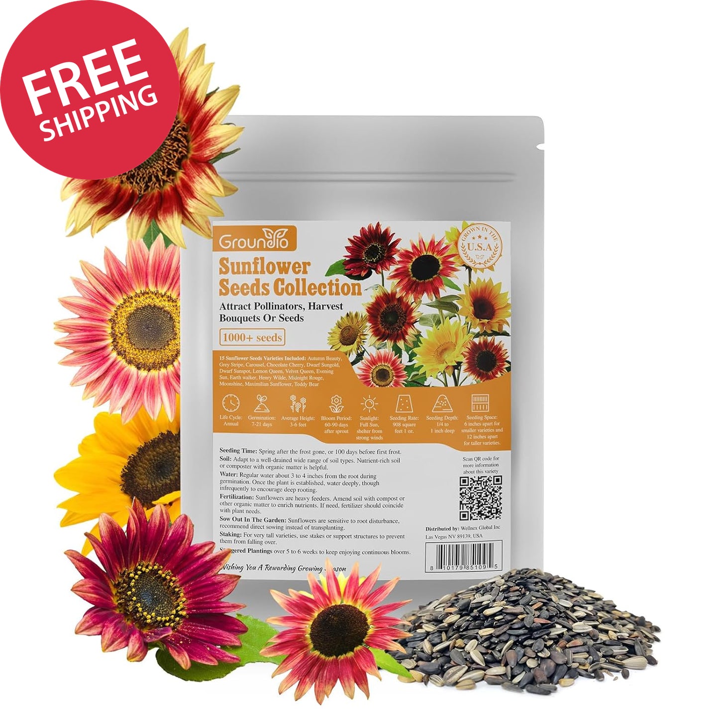 Sunflower Seeds for Planting, 15+ Varieties, 1 Oz, 300+ Mixed Seeds to Plant Col
