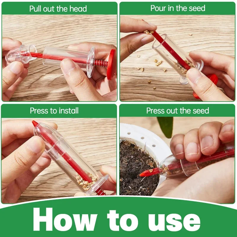 Manual Seed Sower - Adjustable Depth Hand Planter for Vegetables/Flowers, Lightweight Garden Tool with Seed Spacing Control Seed