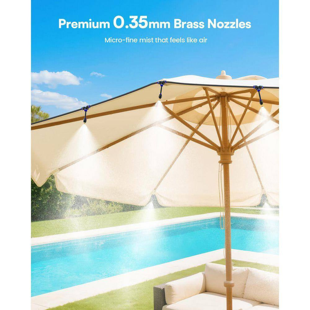 75FT Outdoor Misting System Kit with Water Filter Ultra-Fine Mist 22 Nozzles for Patio Garden Greenhouse