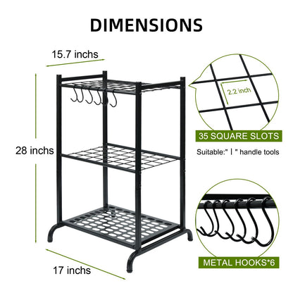 Garden Tool Organizer with Storage Hooks Yard Tower Rack for Garage Organization
