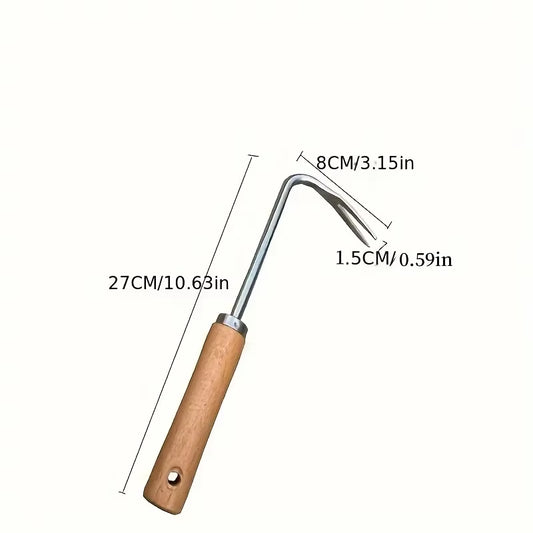 Stainless Steel Wood Handle Garden Weeder , Multifunction Weeder Transplant Garden Tool