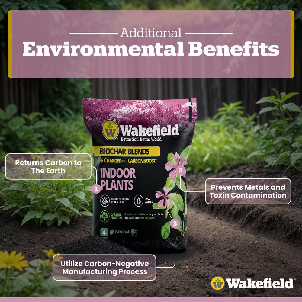 Biochar Blend with Carbonboostfor Indoor Houseplants, Soil Amendment-4 Qt. Bag