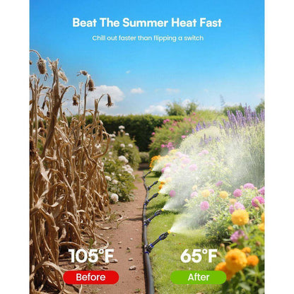 75FT Outdoor Misting System Kit with Water Filter Ultra-Fine Mist 22 Nozzles for Patio Garden Greenhouse