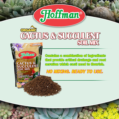 Hoffman Organic Cactus & Succulent Soil Mix — Fast‑Draining, Ph‑Balanced, 10Qt