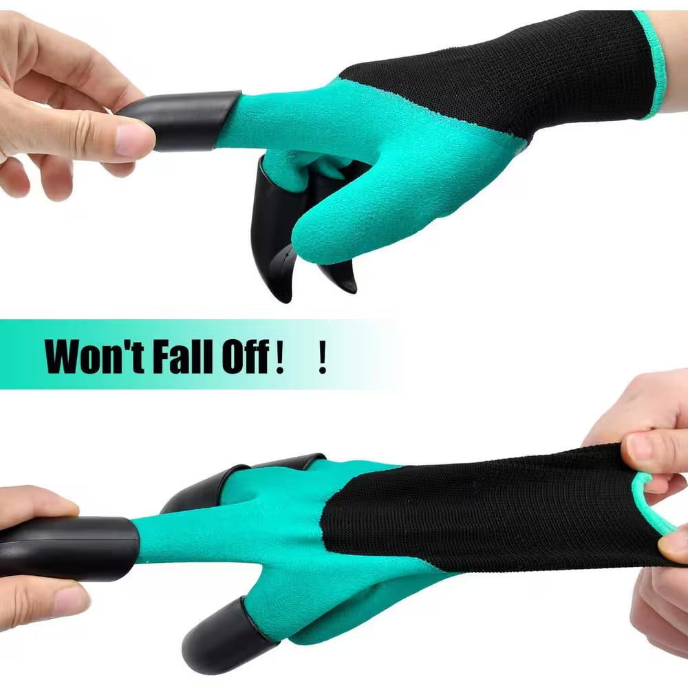 10 In. Waterproof Garden Gloves with Claws for Digging Planting and Yard Work 1-Pair