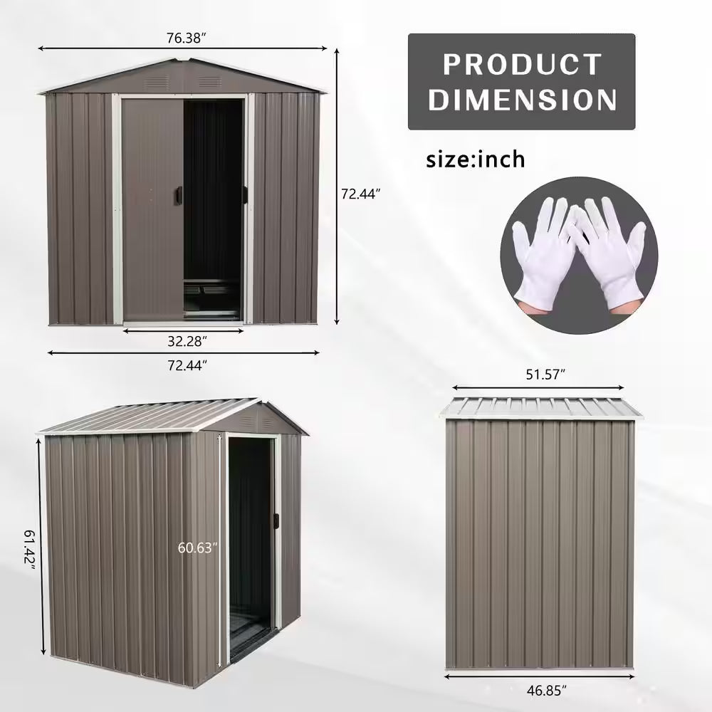 6 Ft. X 5 Ft. Gray Outdoor Metal Garden Storage Shed with Window for Garden, Lawn (30 Sq. Ft.)