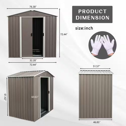 6 Ft. X 5 Ft. Gray Outdoor Metal Garden Storage Shed with Window for Garden, Lawn (30 Sq. Ft.)