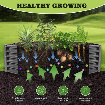 70 In. Gray Metal Planter Box Raised Garden Bed for Planting Vegetables Flowers