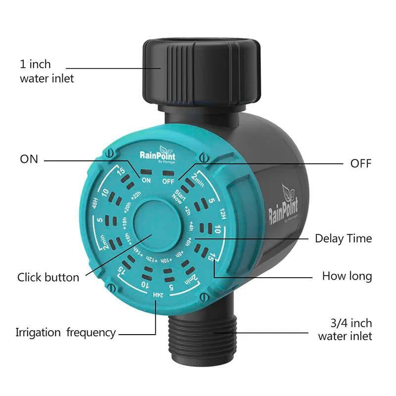 Outdoor One Key Set Automatic Garden Watering Timer Waterproof Irrigation System Controller, Blue