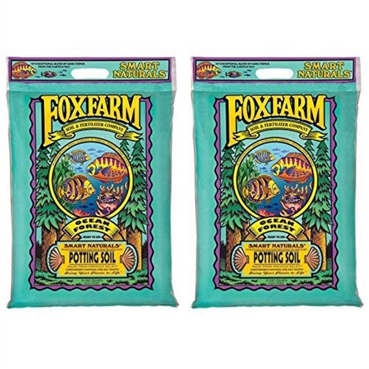 Foxfarm Ocean Forest Potting Soil to Retain Excess Moisture, 12Qt (2 Pack)