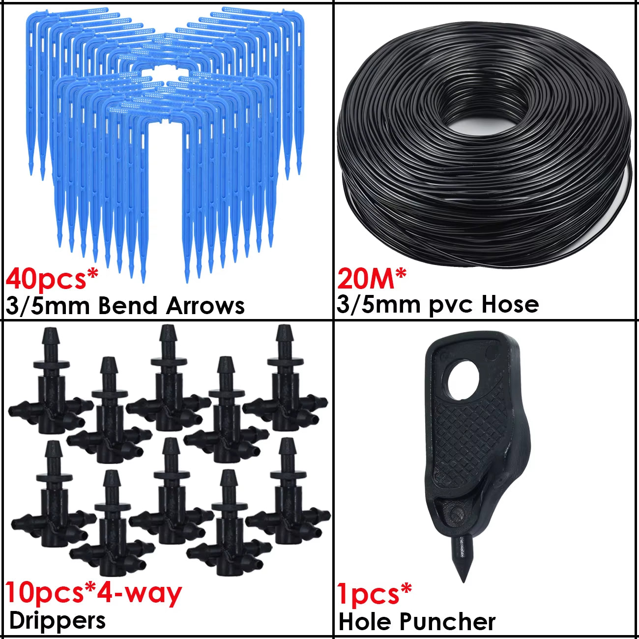 Greenhouse Drip Irrigation 4-Way 3/5Mm 2-Way Drip Arrow Transmitter Garden Automatic Watering System Potted Plant 10/20Set