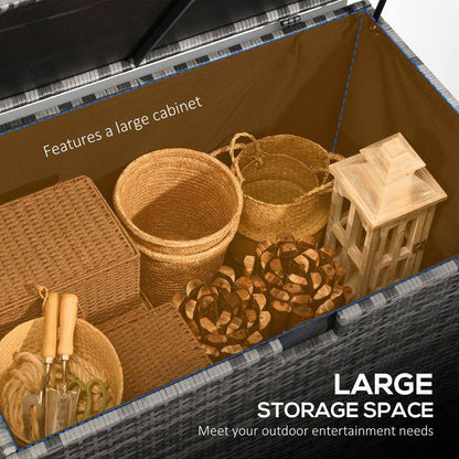 Dark Gray 113 Gal. All-Weather Wicker Deck Box, Outdoor Storage Box for Patio Cushions, Pool Supplies, Garden Tools