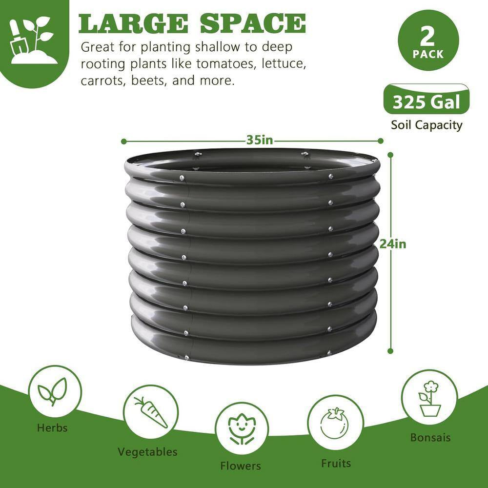3 Ft. X 24 In. Steel Quartz Grey Outdoor Raised Garden Beds for Planting Vegetables