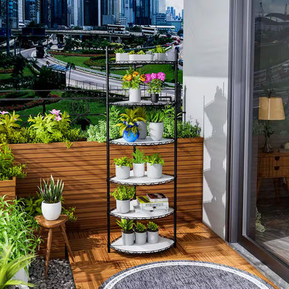 6-Tier Outdoor Garden Garage Black Iron Storage Shelf Shelves Organizer Wire Shelving Unit Plant Stand