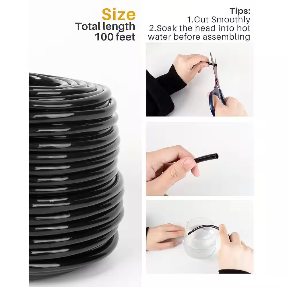 Essential 1/4 In. Dia X 100 Ft. Standard-Duty Drip Irrigation Tubing Kit with 20-Pieces Drip Irrigation Parts