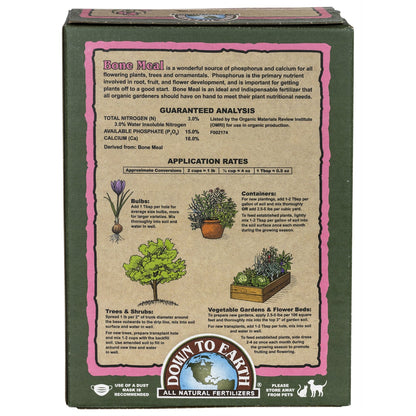 Down to Earth Organic Bone Meal 3-15-0 All-Natural Fertilizer, 5 Lbs