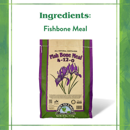 Down to Earth Organic Fish Bone Meal 4-12-0 All-Natural Fertilizer, 25 Lbs