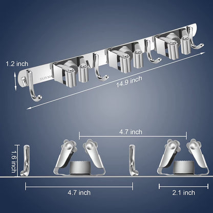 Triangle-Buckle Mounted Utility Hanger, Heavy Duty Wall Mount for Garage Garden Tools, 2 Pack