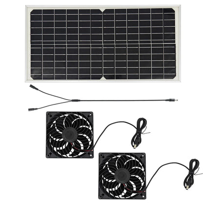 12V Solar Fan Durable Exhaust Kit with Photovoltaic Panel, No Wiring Required for Chicken Coop/Greenhouse/Pet Greenhouse