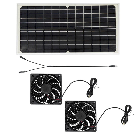 12V Solar Fan Durable Exhaust Kit with Photovoltaic Panel, No Wiring Required for Chicken Coop/Greenhouse/Pet Greenhouse