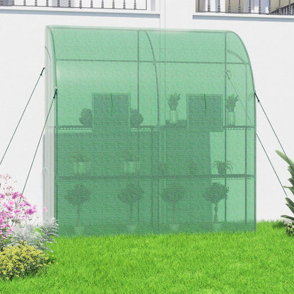40 In. W X 79 In. D X 85 In. H Outdoor Lean-To Walk-In Tunnel Portable Greenhouse with Shelf, Green