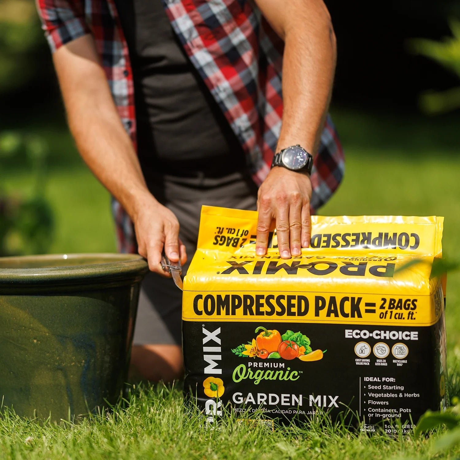Premium Organic Garden Soil Mix, 2 Cu Ft Compressed Bale