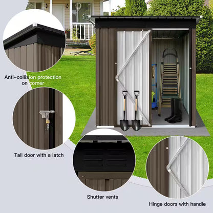 5 Ft. W X 4 Ft. D Brown and Black Metal Shed (20 Sq. Ft. )