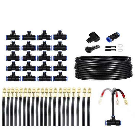 Automatic Greenhouse Drip Irrigation Kit 360 Adjustable 20 Brass Misting Nozzles 65Ft Tubing Patio Plant Watering System