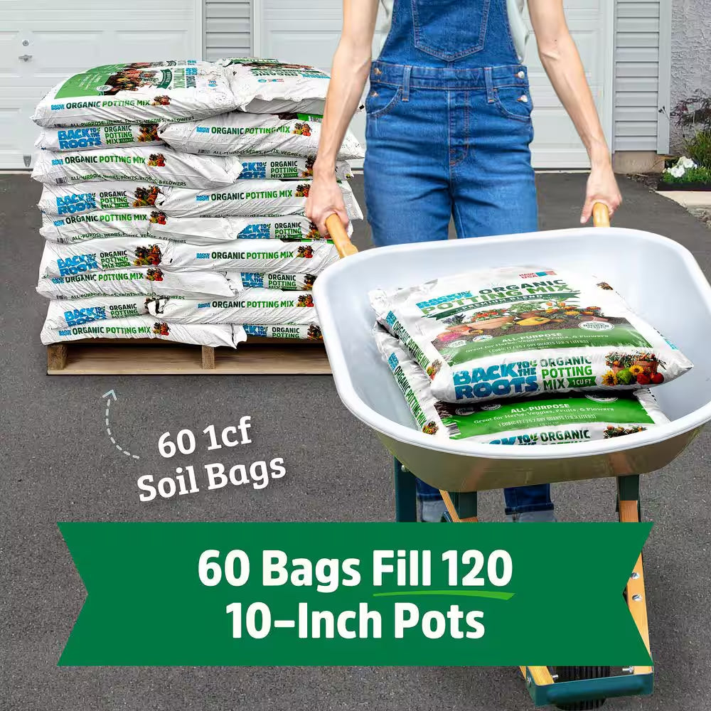 Organic Bulk Potting Mix Soil Pallet (60 1 Cu. Ft. Bags) , Premium Moisture Control Blend with Organic Fertilizer