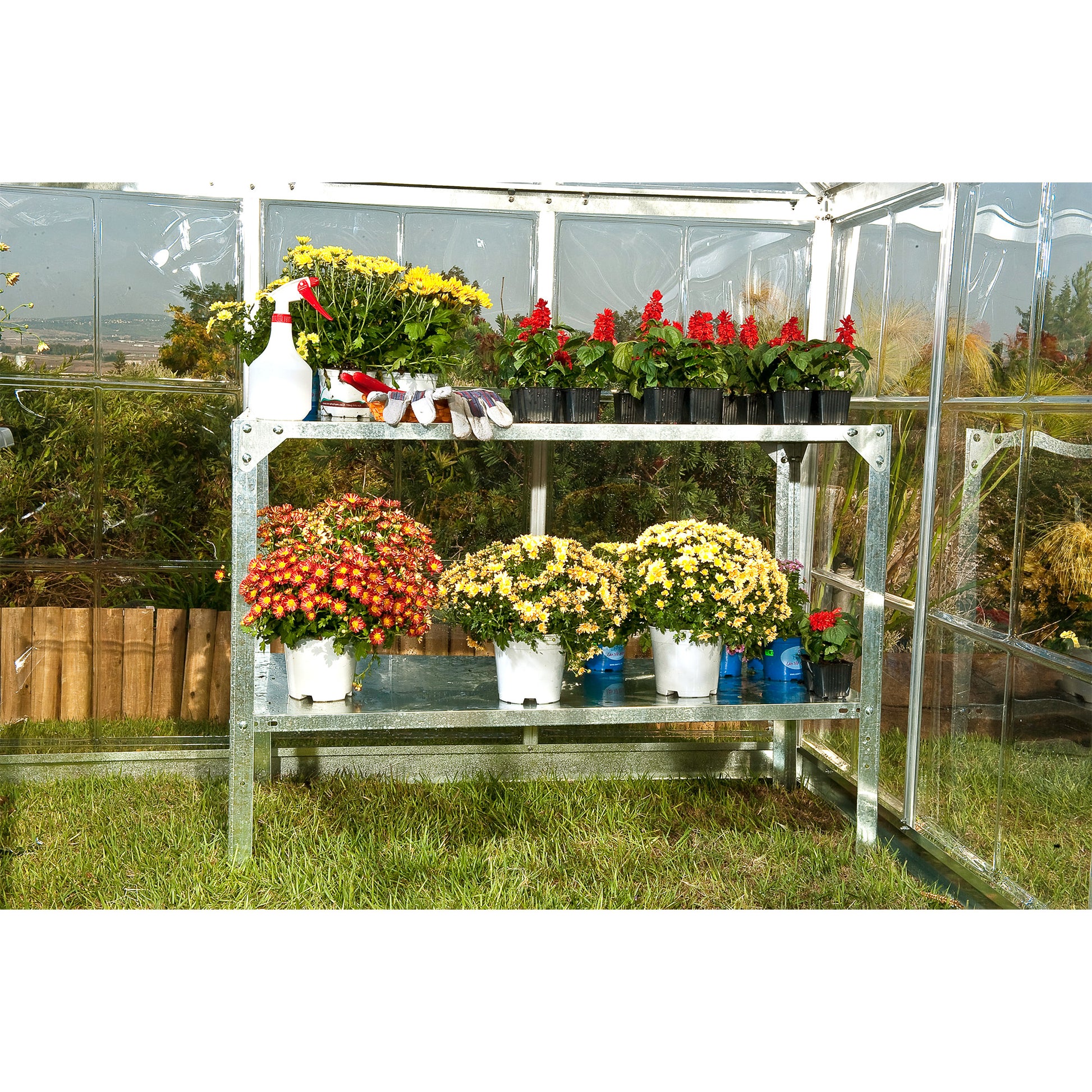 Palram Canopia Americana 12 Ft. X 12 Ft. Greenhouse Kit with Premium Accessory Pack