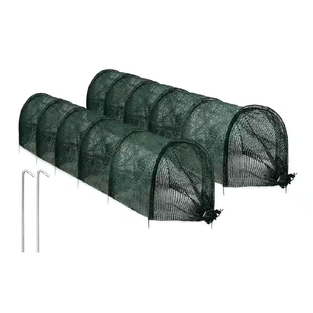 11.8 In. W X 118 In. D X 17.7 In. H Garden Tunnel Shade Net Cover Portable Greenhouse with Quick-Release, Green (2-Pack)