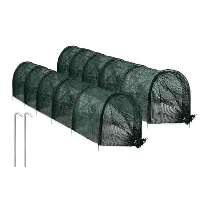 11.8 In. W X 118 In. D X 17.7 In. H Garden Tunnel Shade Net Cover Portable Greenhouse with Quick-Release, Green (2-Pack)