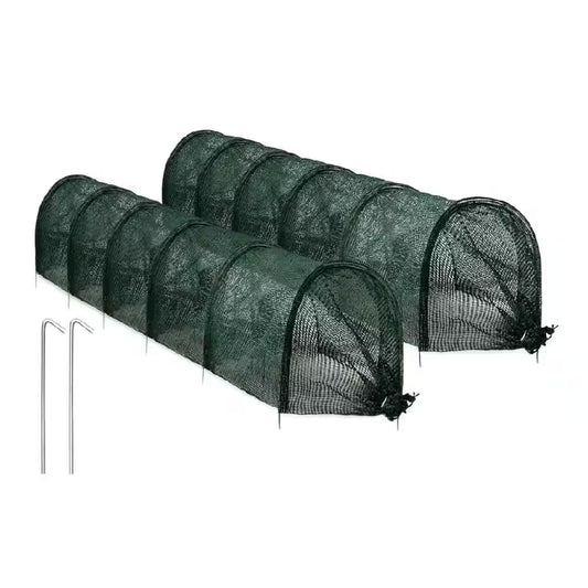 11.8 In. W X 118 In. D X 17.7 In. H Garden Tunnel Shade Net Cover Portable Greenhouse with Quick-Release, Green (2-Pack)