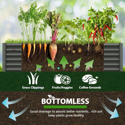 8 X 4 X 1. 5 Ft. Metal Rectangular Outdoor Raised Garden Bed for Planting Vegetables Flowers Herb, Gray