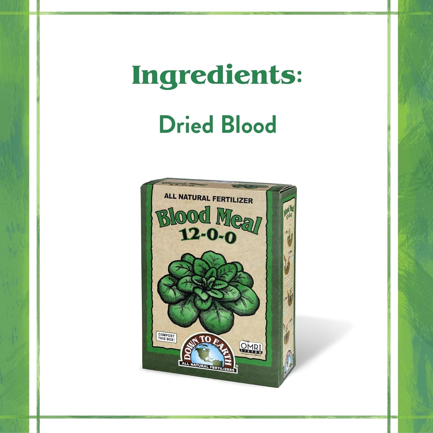 Organic Blood Meal - High Nitrogen Plant Food for Green Growth 12-0-0, 50 Lb