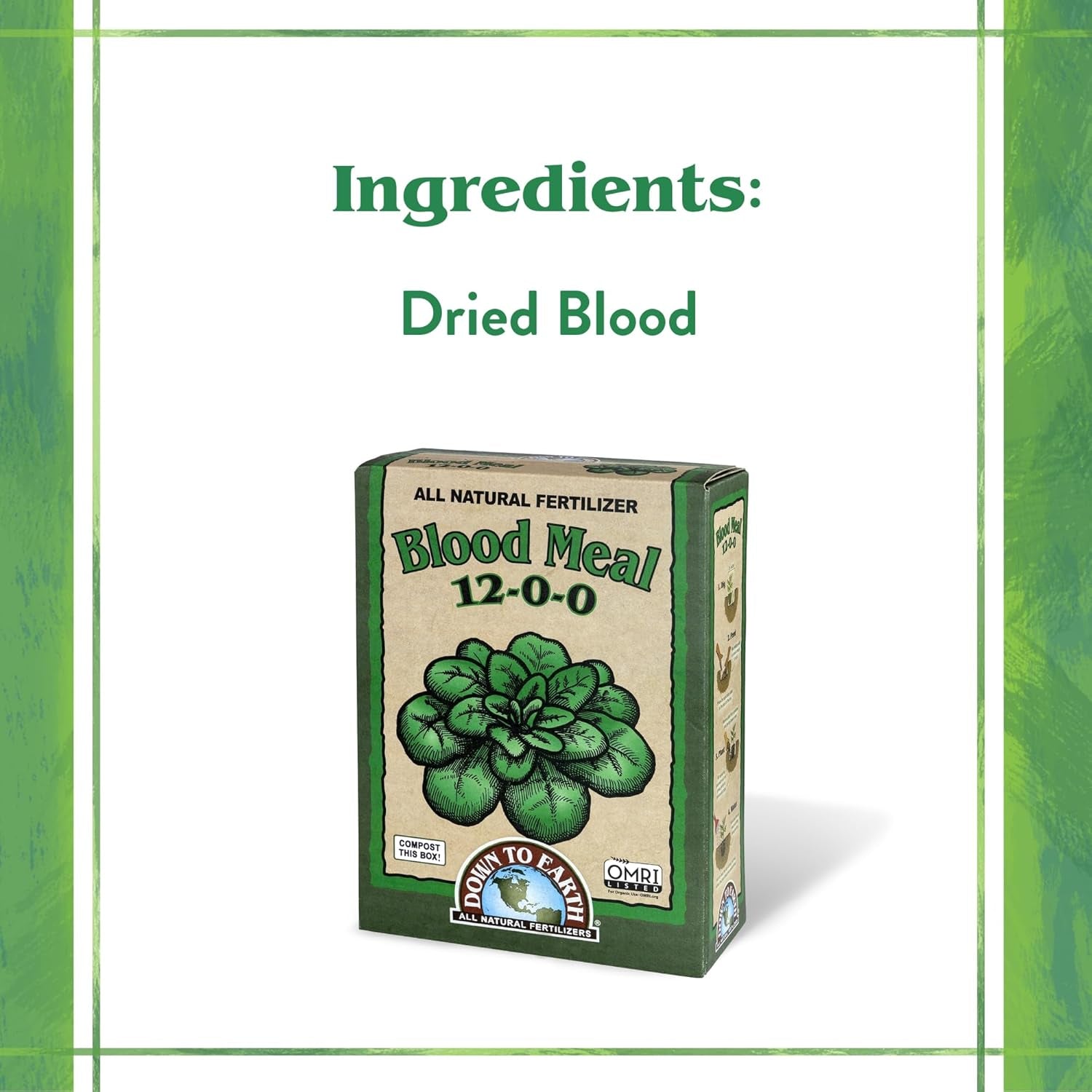 Organic Blood Meal - High Nitrogen Plant Food for Green Growth 12-0-0, 50 Lb