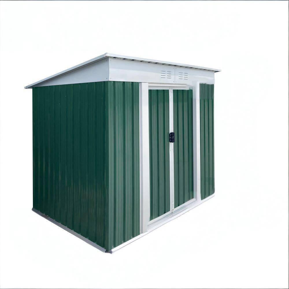 4 Ft. W X 6 Ft. D Metal Outdoor Storage Shed with Sliding Doors, Tools Storage Shed, Green (24 Sq. Ft.)