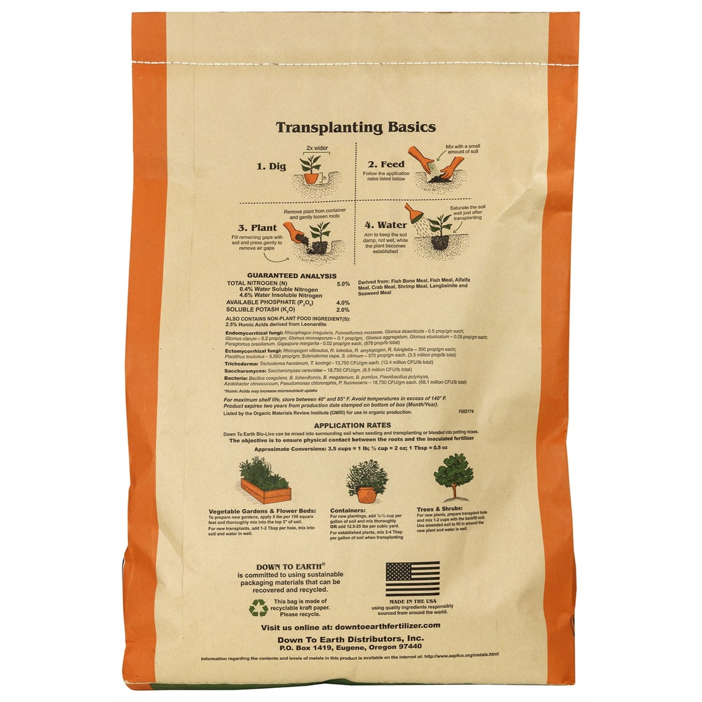 Down to Earth Organic Bio-Live 5-4-2 All Natural Fertilizer Mix, 25 Lbs